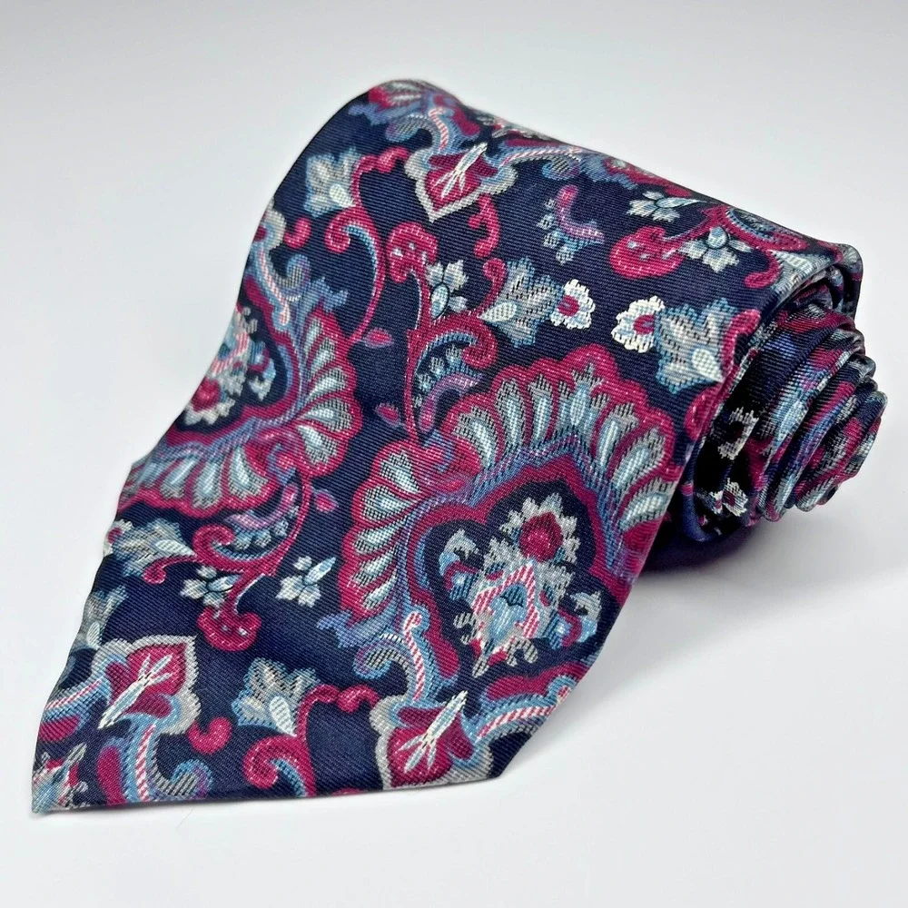 Christian‎ Dior Monsieur Silk Men's Necktie Black Paisley Made In USA